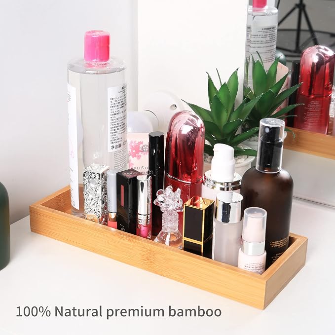 Natural Bamboo Vanity Tray, Sink Tray, Smooth and Thick Wooden Tray - Image 5