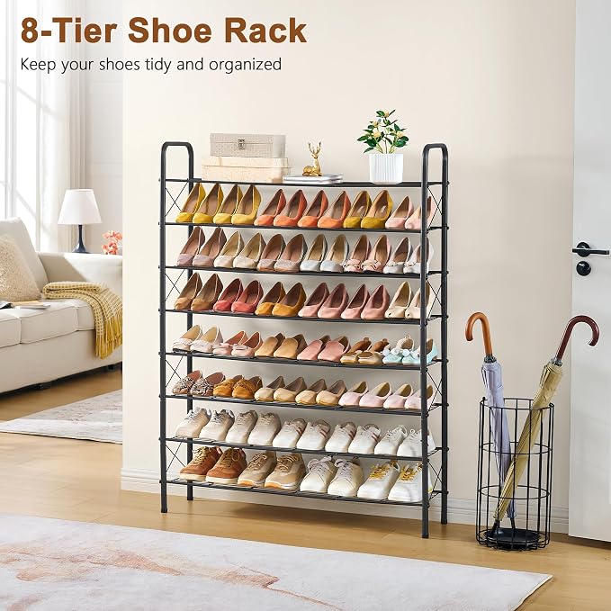 Hoctieon 8 Tier Shoe Rack for Closet, Durable Mesh Style Shoe Rack, Entryway - Image 4