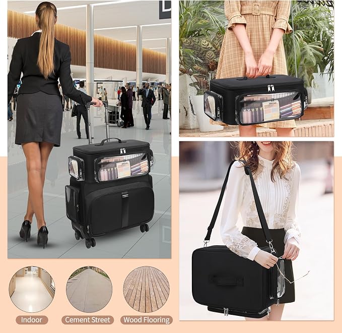 Rolling Makeup Train Case with Large Makeup Case，Professional Makeup Artist - Image 7