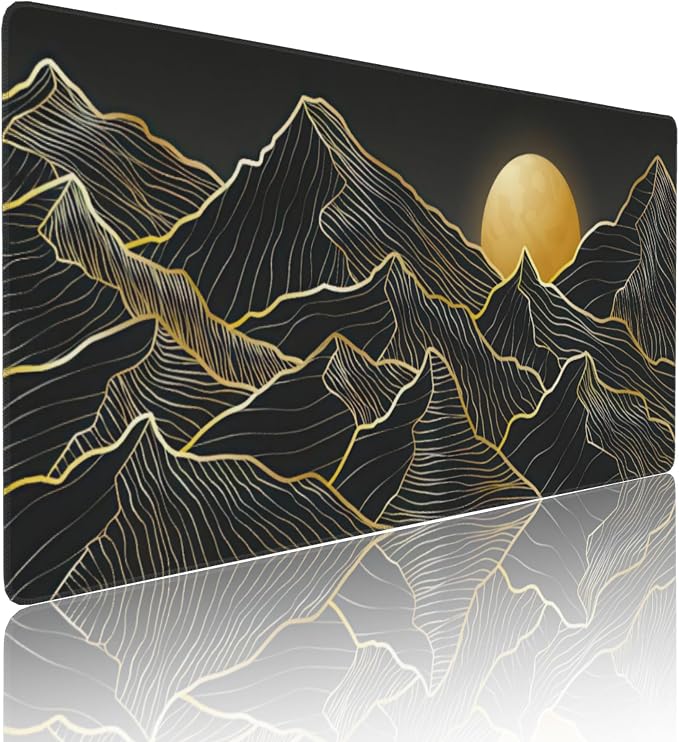 Mountain Line Art Large Mouse Pad, Vintage Aesthetic Gaming Desk Mat, XXL - Image 2