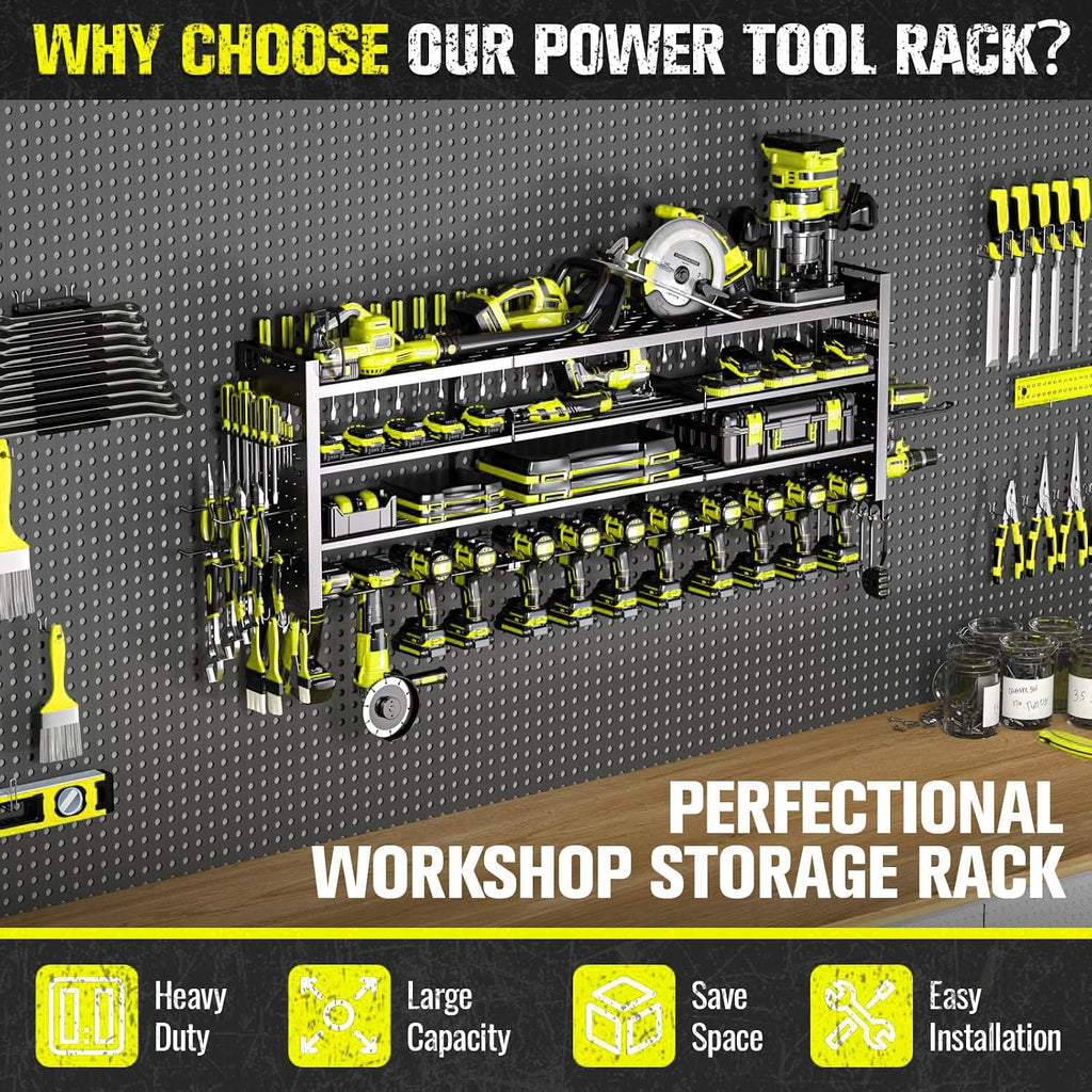 49.8" Power Tool Organizer Wall Mount,Holds 14 Cordless Drills