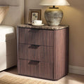 Fluted Nightstand with 3 Drawers, Engineered Wood Bedside Table with Faux by DelArk
