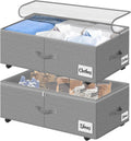 Under Bed Storage with Wheels, 2-Pack 10" Height XXL 75L Rolling