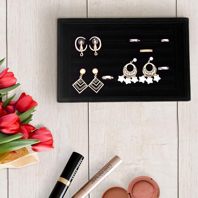 Valyria Velvet 7 Slots Ring Earrings Trays Showcase Display Jewelry Organizer - Image 5
