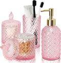 Pink Bathroom Accessories Set, 4 Pack Pink Bathroom Decor Accessory Sets by RYTOXILOBrightenUpYourHome