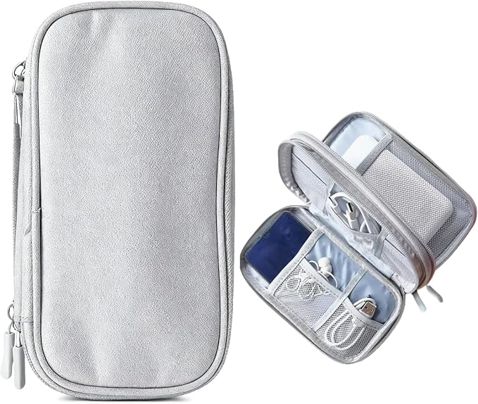 Travel Cable Organizer Tech Pouch: Portable Double Layers Cord Organizer Bag by UZDOTB