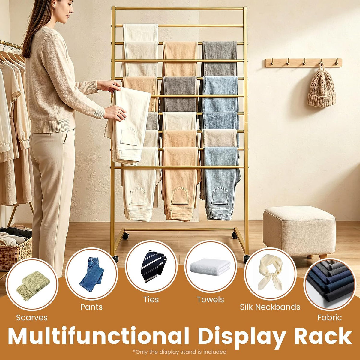 Scarf Organizer, Scarf Display Stand, 10 Tier Metal Scarf Holder