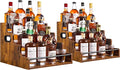 2 Pack 4-Tier Liquor Bottle Display Shelf, 16-Inch Wooden Bar Shelves by Unknown