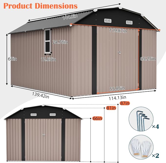 10x12 FT Metal Storage Shed - Image 7