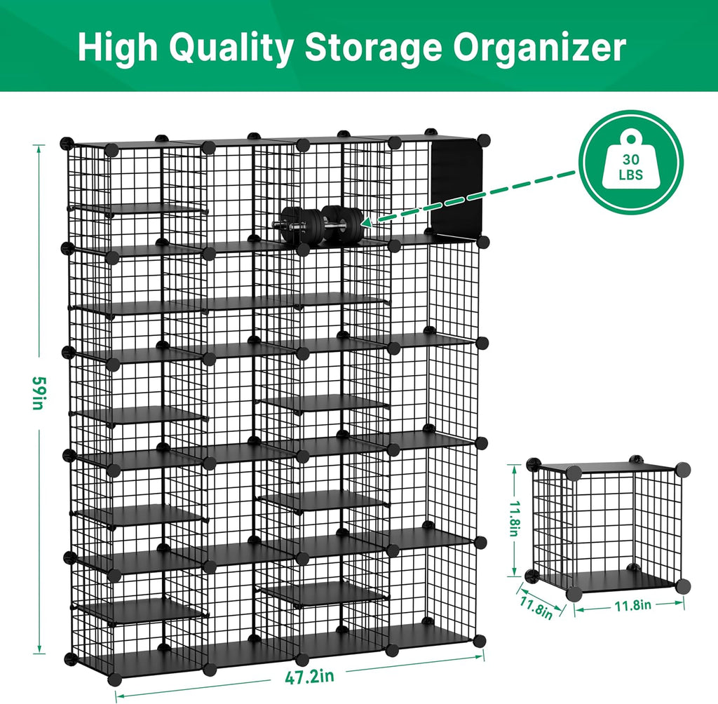 Wire Cube Storage Organizer, 20 Cubes Converted into 23 Cubes, Sturdy
