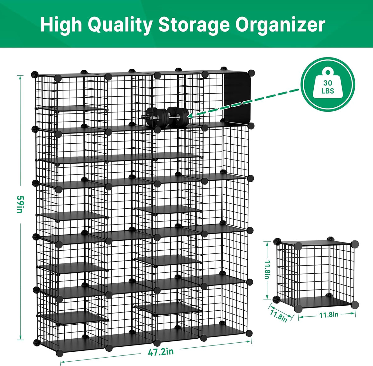 Wire Cube Storage Organizer, 20 Cubes Converted into 23 Cubes, Sturdy