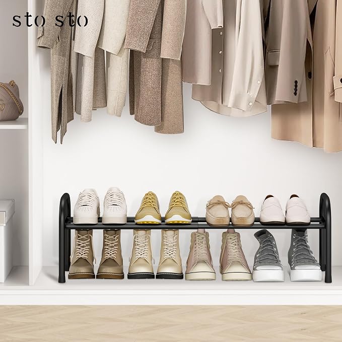 STO STO Expandable Shoe Organizer, 1-Tier Metal Shoe Rack - Image 2