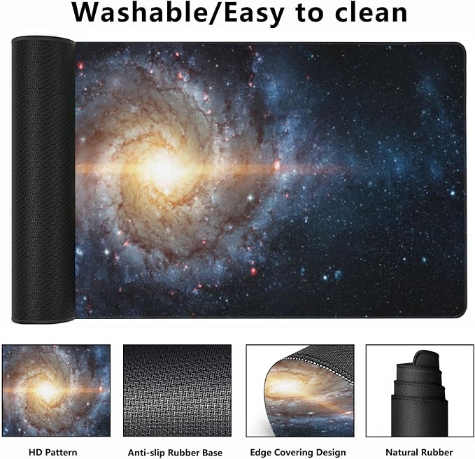 Desk Mat, Spiral Galaxy and Stars Gaming Mouse Pad, XXL Extended Mouse Pad Mat - Image 2