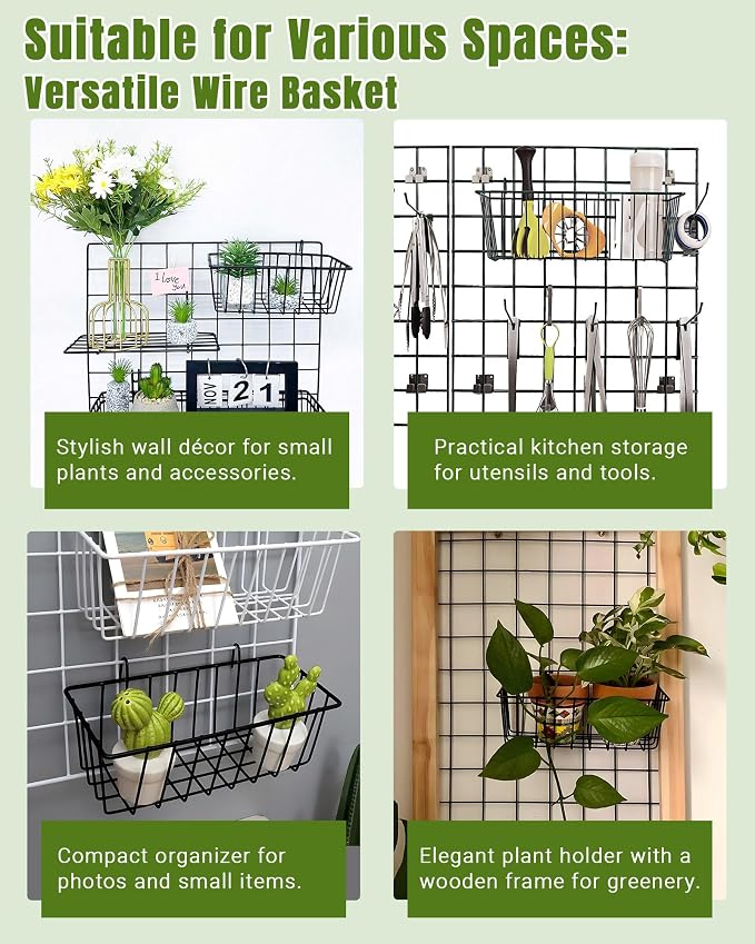 3 Pack Wall Basket, Hanging Wire Basket - Image 7