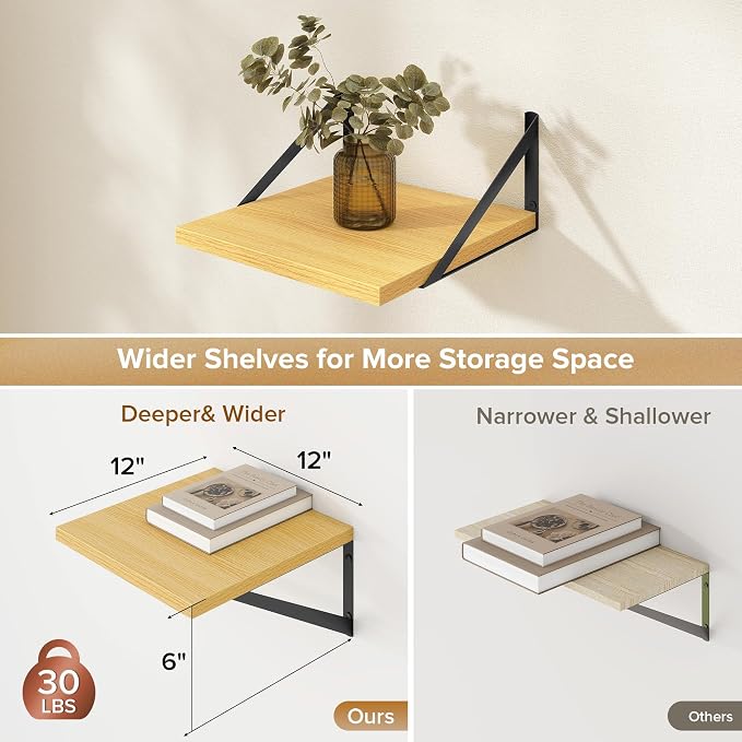 Deep Floating Shelves Wall Mounted, Living Room, Office - Image 3