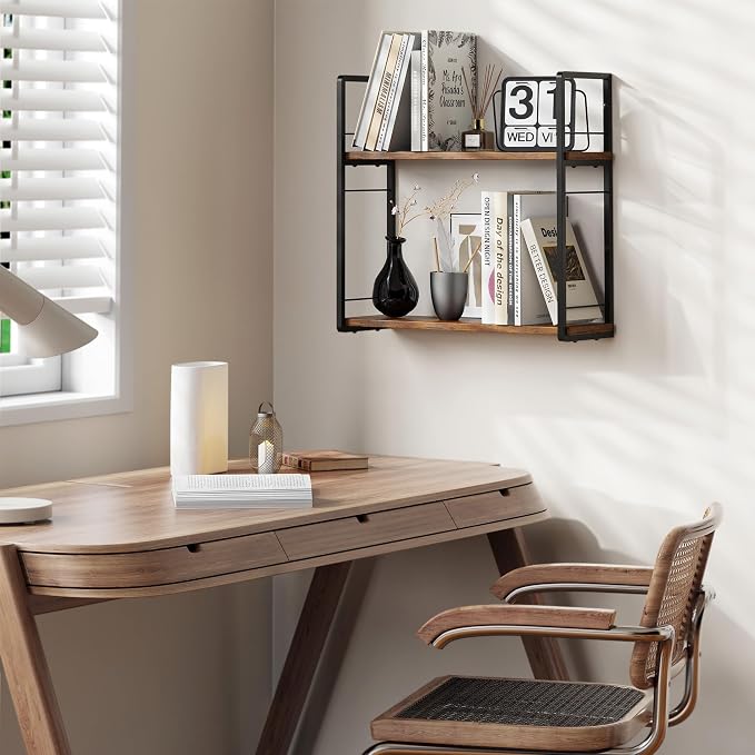 Floating Book Shelves for Wall, 2-Layer Wall Bookshelf for Book Storage - Image 2