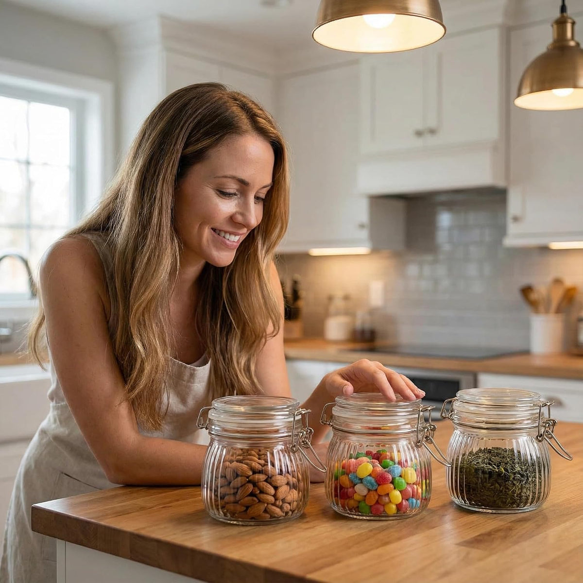 17oz Airtight Glass Jar with Lid, 6 Pack Clamp Lid Glass Storage Jars