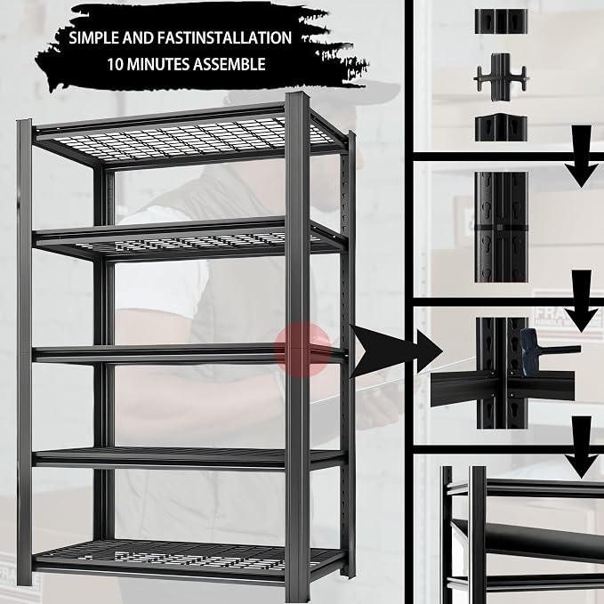 Storage Shelving Unit Heavy Duty Garage Shelves 5-Tier Metal Organizer Utility - Image 3