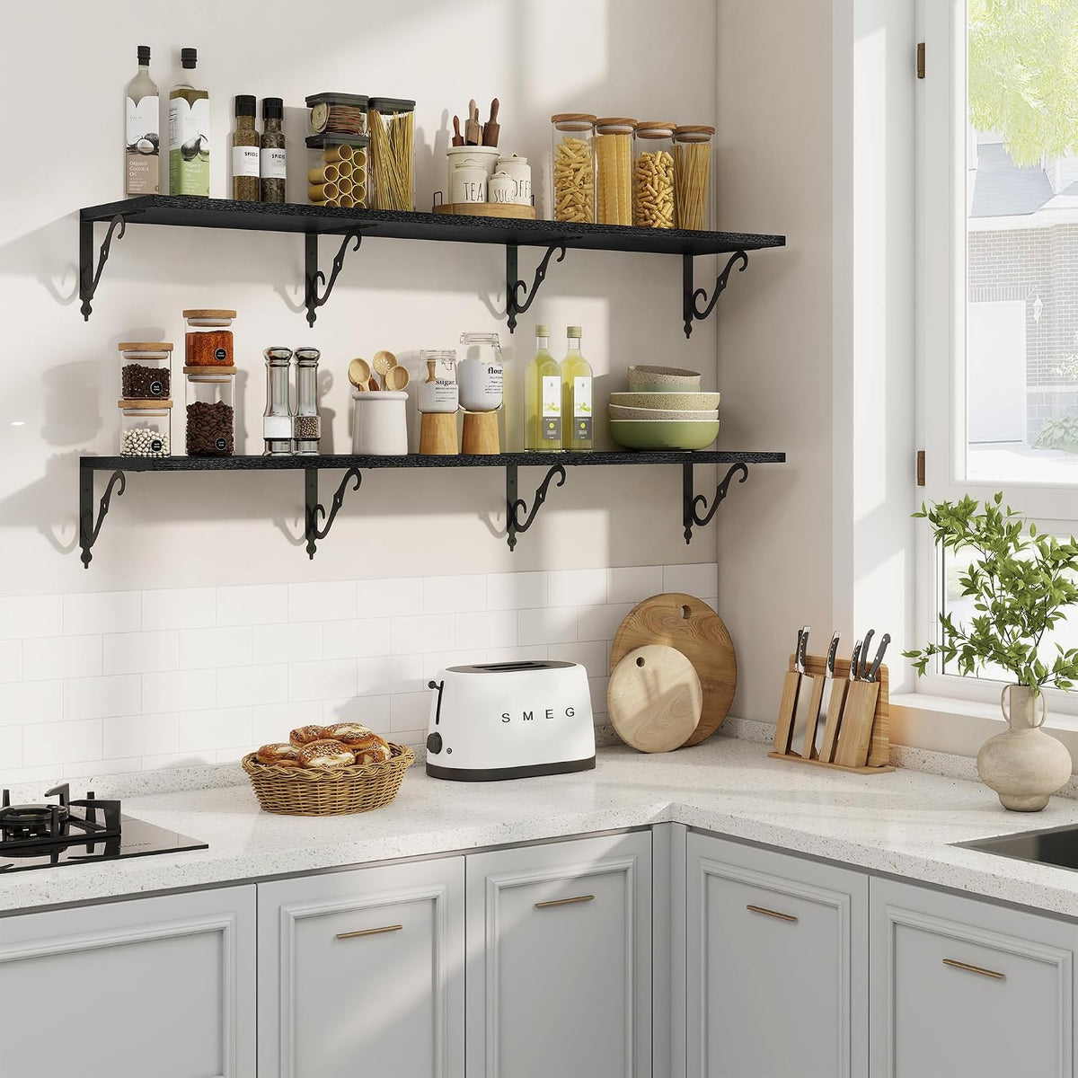 RICHFOCUS 12 Inch Deep Floating Shelves for Wall, 55" W x 12" D Black