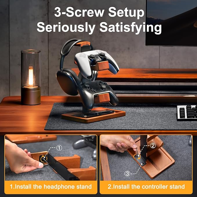 Solid Wood Controller Holder and Headphone Stand, Gaming Controller Stand - Image 6