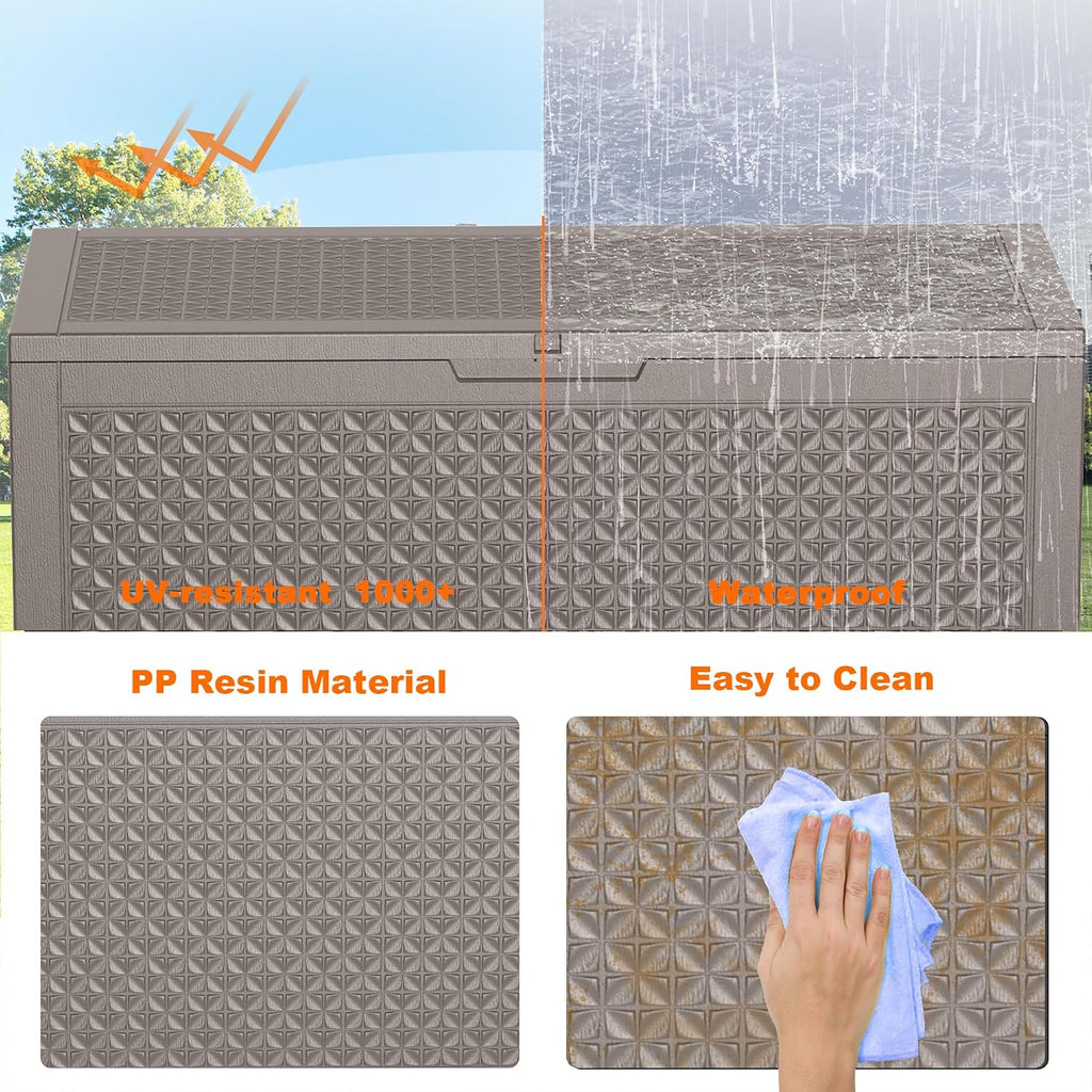 EasyUp 121 Gallon Outdoor Storage Box Waterproof, UV Resistant Resin