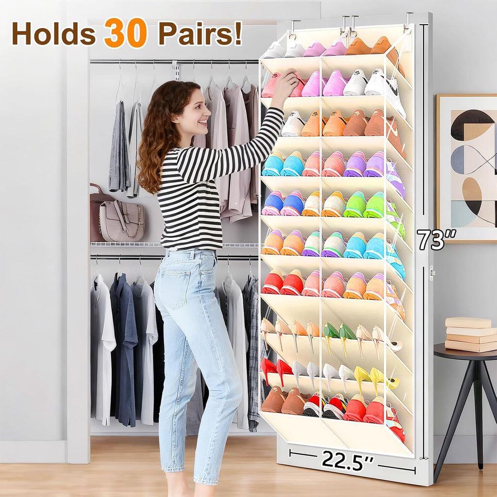 20-30 Pairs Over the Door Shoe Organizer, 10-Tier Door Shoes Rack