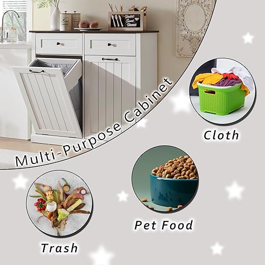 Double Tilt Out Trash Cabinet, 20 Gallon Farmhouse Laundry Hamper Cabinet - Image 4