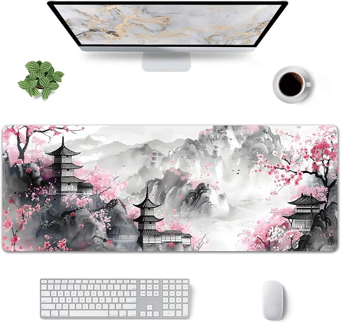 Japanese Cherry Blossom Large Mouse Pad, Gaming Keyboard Desk Pad, Extended - Image 2