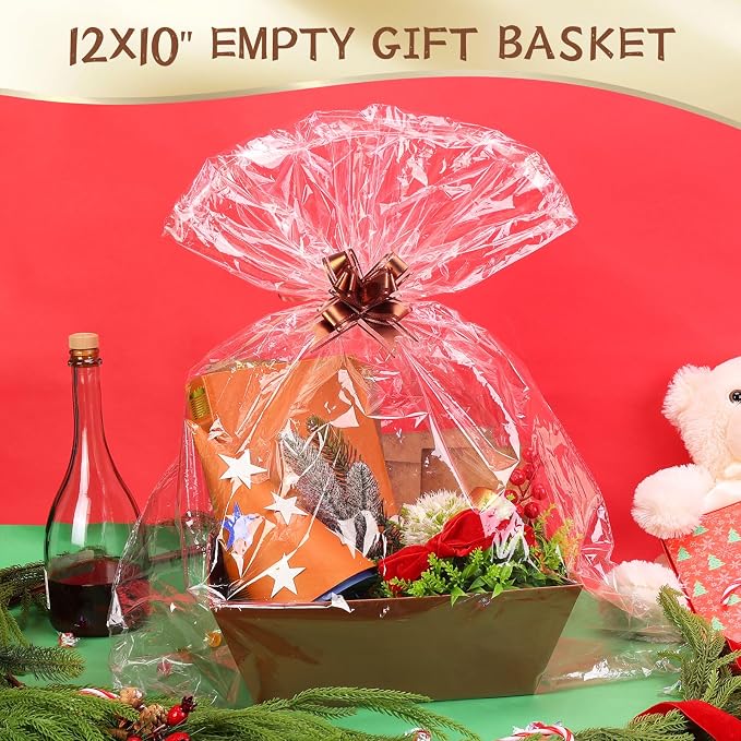 AFOROEOA 10PACK Baskets for Gifts Empty, 10x12”Thick Brown Gift Basket - Image 6