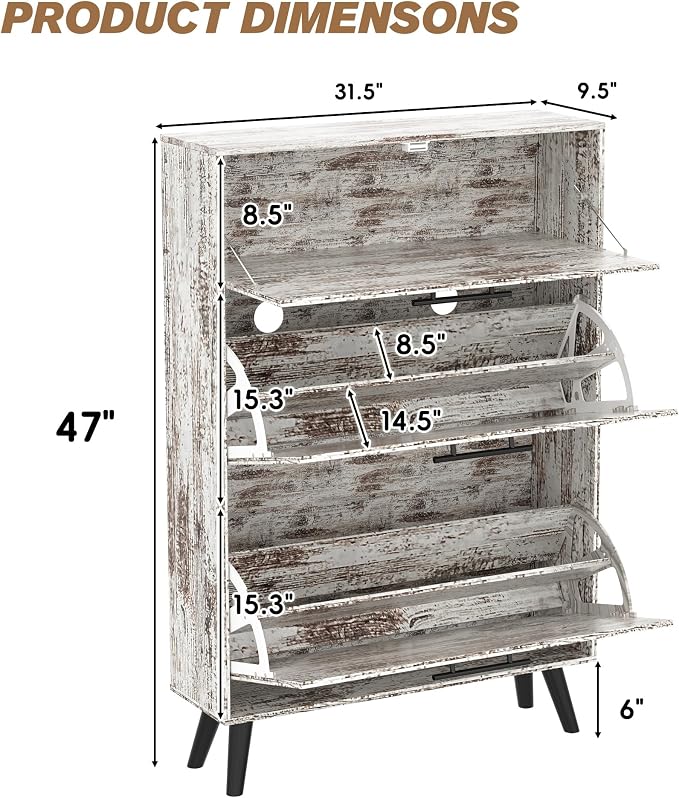 Rustic White Shoe Storage Cabinet - Image 2