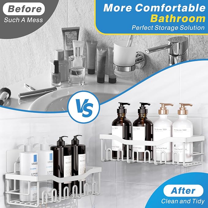 Shower Caddy 2 Pack, Adhesive Shower Organizer - Image 3