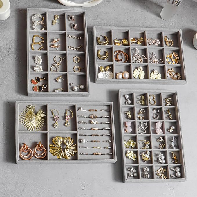 Jewelry Drawer Organizer, 4 Set of Stackable Jewelry Trays - Image 2