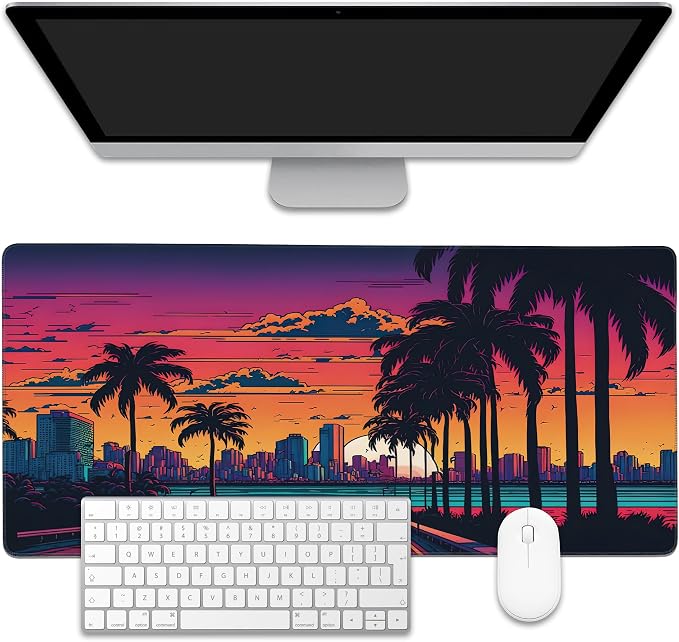 Mouse Pad, Desk Pad with Non-Slip Base and Stitched Edge, Extended Mousepad by EOBKLAX