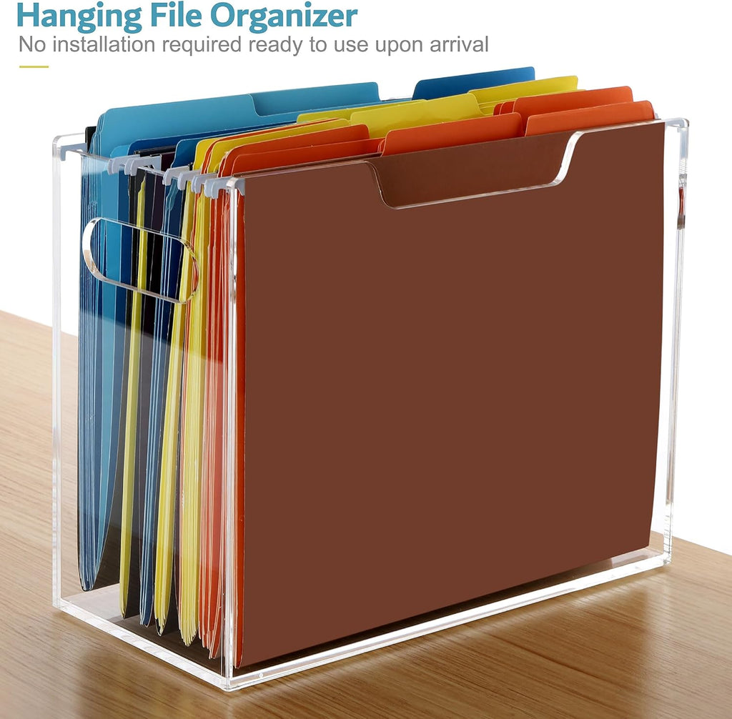 DINGHUO Acrylic File Folder Organizer, Hanging File Organizer Box