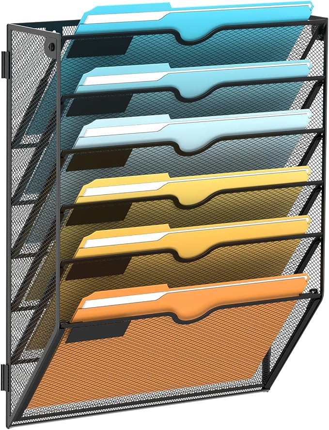 SUPEASY 6-Tier Wall File Organizer Mesh Office Mail Holder, Hanging Wall by SUPEASY