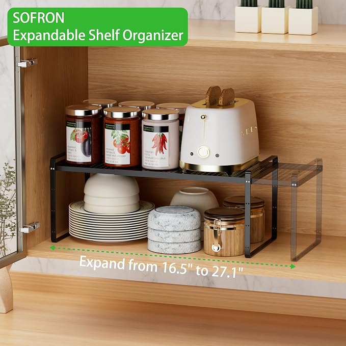 Expandable Cabinet Storage Shelf Stackable Organizer Rack - Image 4