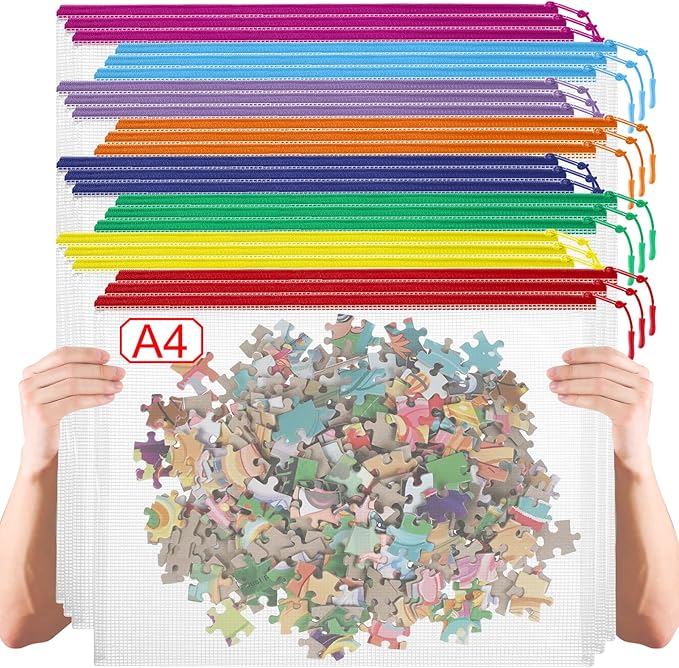 24 Pack 8 Color A4 Mesh zipper pouch bags, Storage Bags, File Bags by YOPCDJ