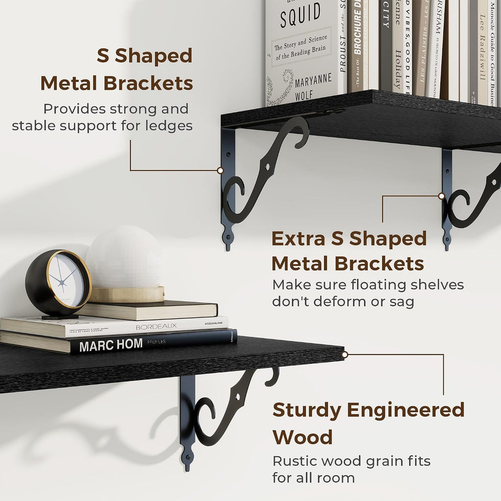 RICHFOCUS 12 Inch Deep Floating Shelves for Wall, 55" W x 12" D Black