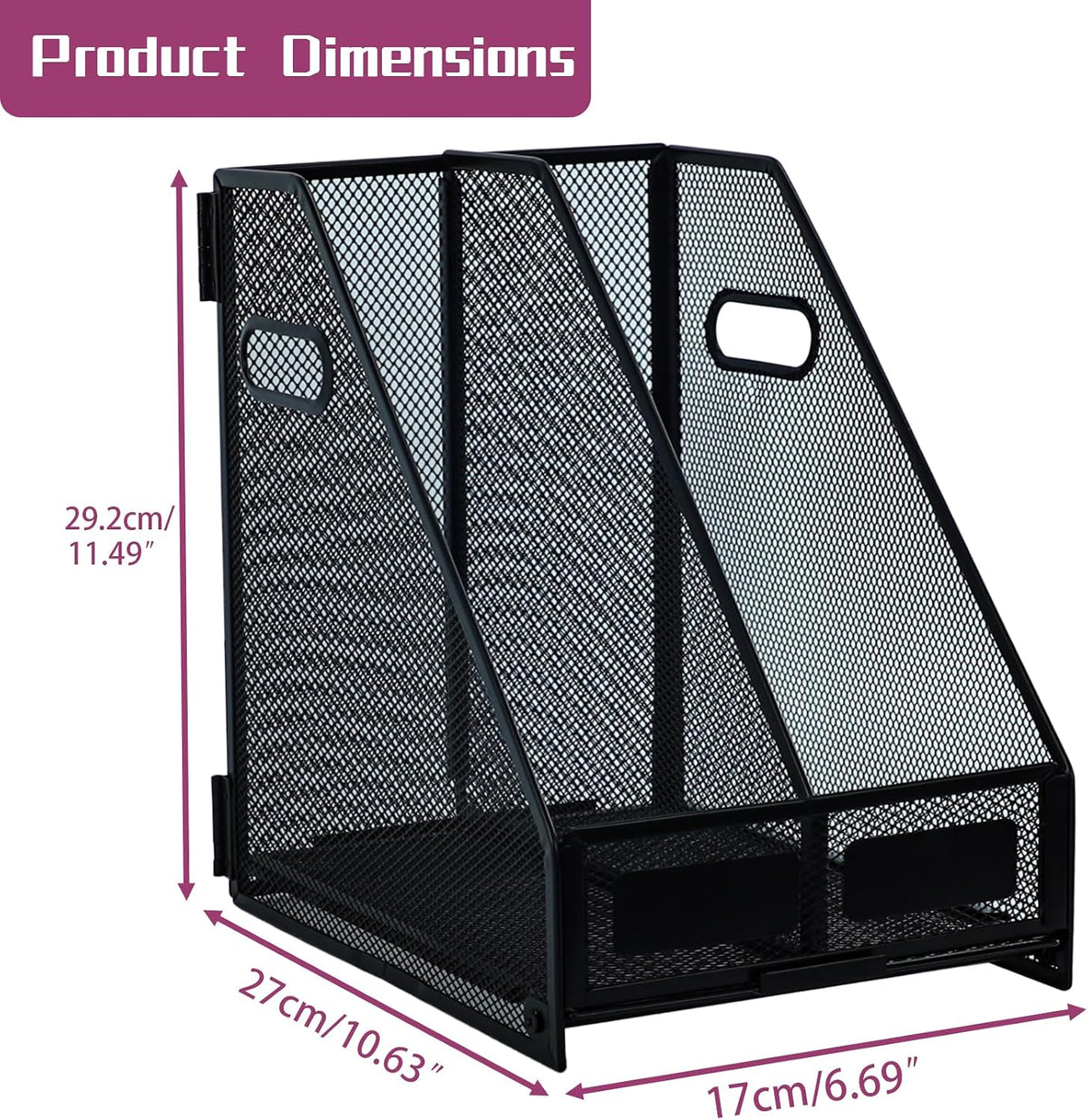 Desk Organizers, Metal Magazine File Holder with 2 Vertical