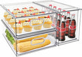 Mano 3PackFridge Drawer Pull Out Stackable Bins with Handle Clear