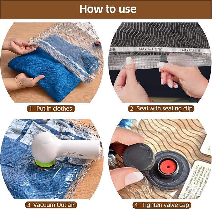 Travel Vacuum Storage Bags, 9 Pack Carry-On Size Compression Packing Bags - Image 8