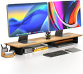 Solid Wood Dual Monitor Stand Riser – 43" Oak Desk Shelf by COREMINDED