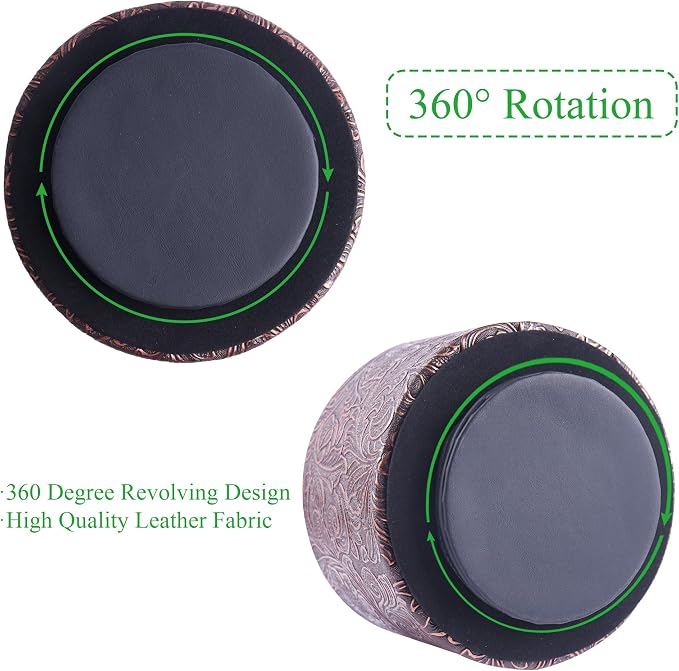 lizimandu Round Leather Art Supply Organizer, Remote Control Holder, 360 Degree - Image 4