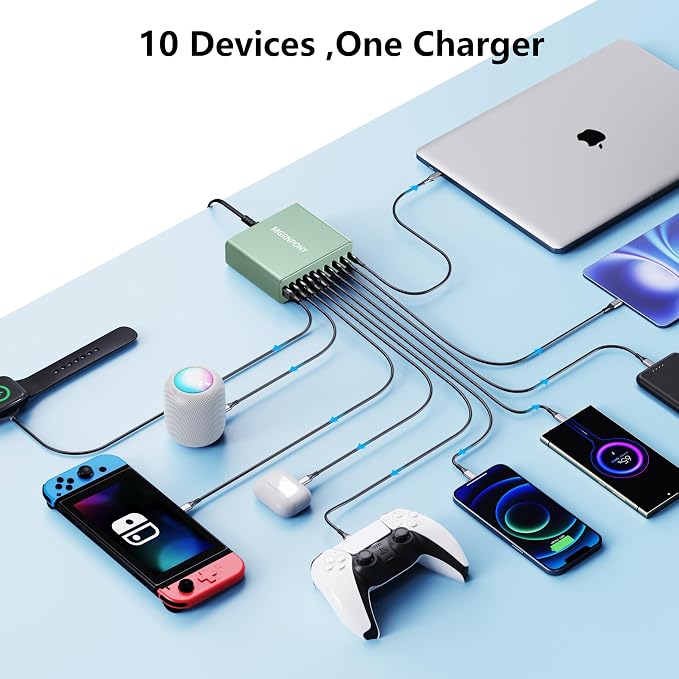 320W USB C Charger Block, 10-Port USB C Charging Station GaN III PD 65W PC - Image 4