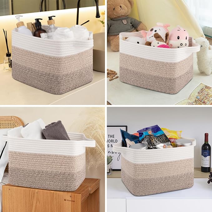 Storage Baskets for Organizing, Woven Baskets for Shelves, Rectangle Decorative - Image 6