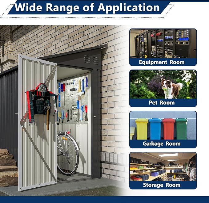 Outdoor Metal Storage Shed 4 x 8 ft, Garden Shed Lean to shed - Image 6