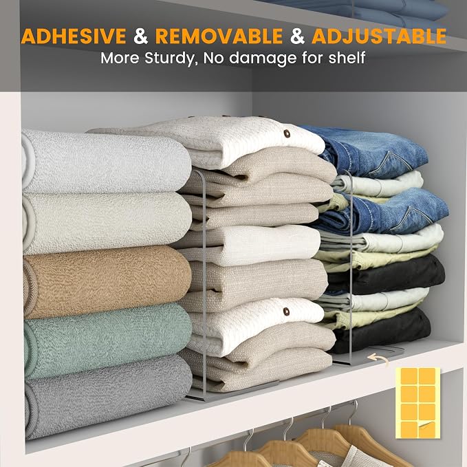 OKPOW Shelf Dividers for Closet Organization: 8 Pack Durable Clear Acrylic - Image 5