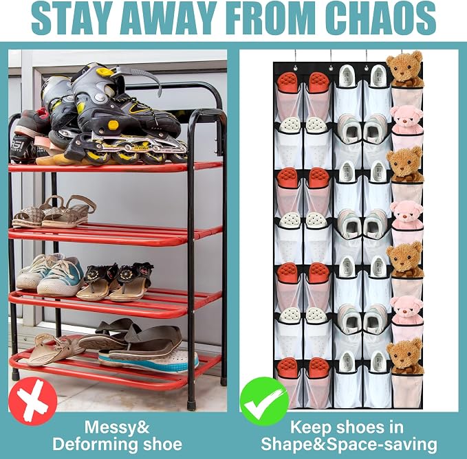 Windyun 2 Pcs 70 Large over The Door Shoe Organizer Hanging Shoe Rack - Image 2