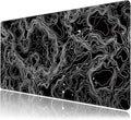 Black with White Topographic Line Large Mouse Pad, Gaming Keyboard Desk Pad by BAHDSISFA