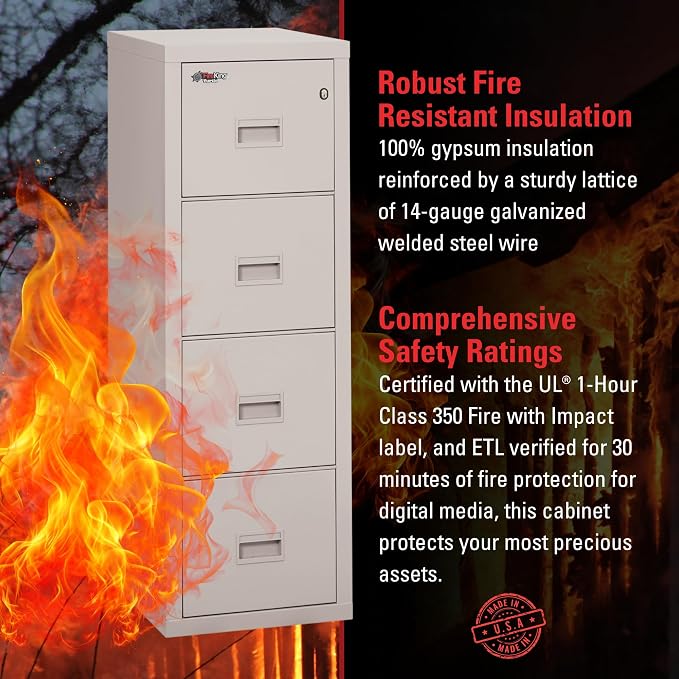 FireKing Turtle Vertical 4 Drawer Legal and Letter Fire Safe File Cabinet - Image 3